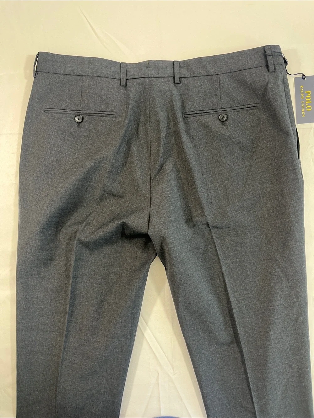 Polo Stretch Slim-Fit Gray Dress Pants 38x34 NWT - Flat Front, Cuffed